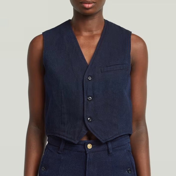 G-Star Jackets & Blazers - G-Star Denim Waistcoat Small Rinsed Indigo Calvary Denim 180 Retail